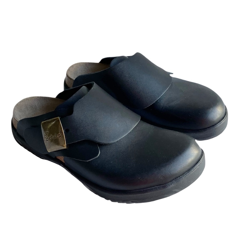 Birkenstock Charleston Black Leather Clogs Size 8 39 Betula Dad Slip Ons Comfort